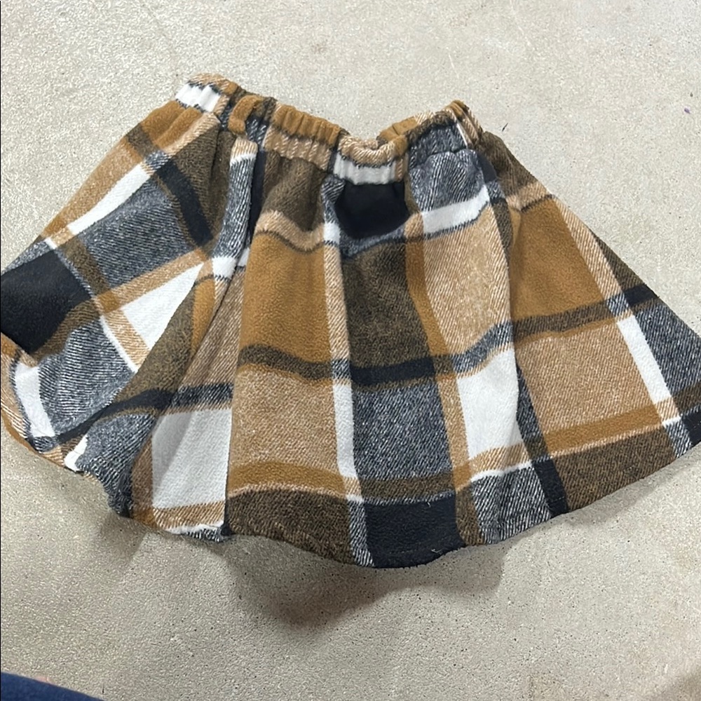 Plaid Skirt in Black, Brown, and White